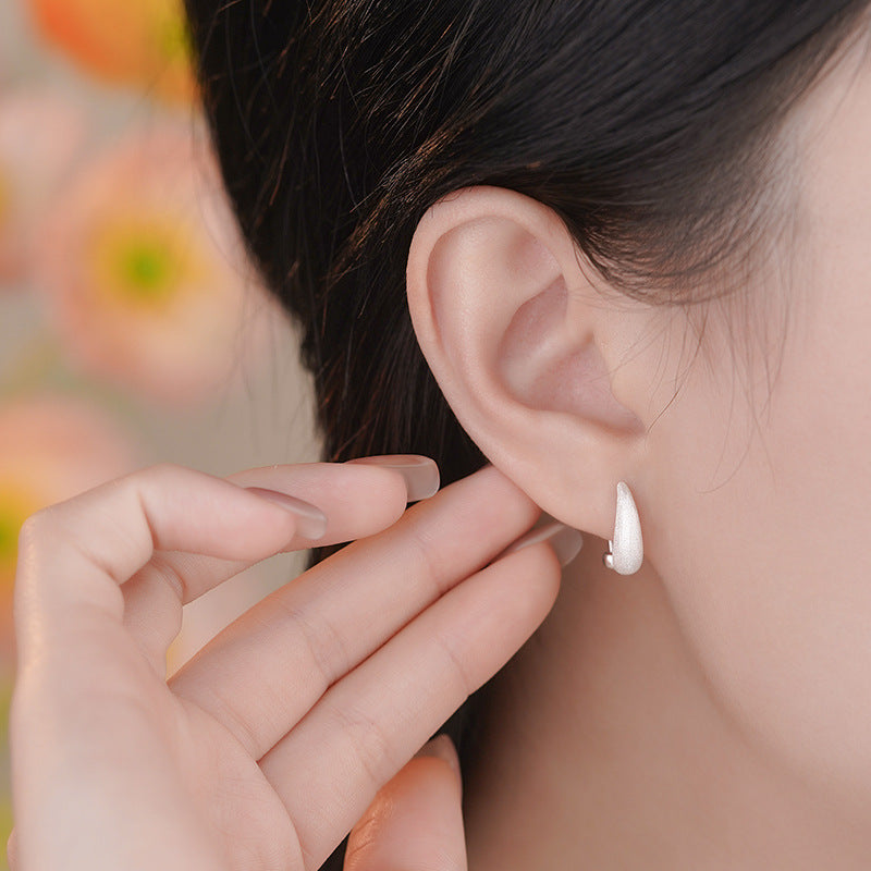 D廠【YC2283E】足銀S999新款拉絲水滴螺絲耳環女潮冷淡風高級感小眾簡約耳飾
 25.11-3