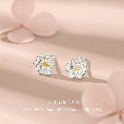 D廠【YC6717E】足銀S999十二月花神簡約精緻小清新小眾溫柔古風甜美獨特耳飾
 26.09-3