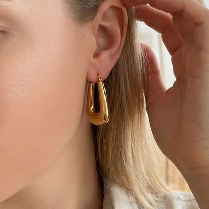 B廠【F076】跨國ins簡約設計U型幾何耳環歐美網紅時尚百搭耳飾不鏽鋼鍍18k金
 26.02-1