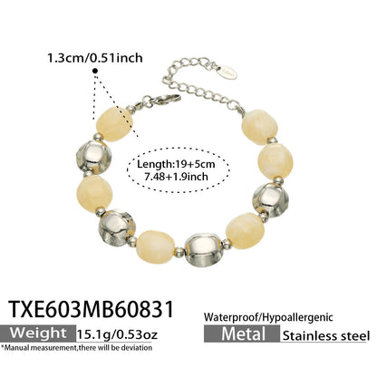 B廠【TXP603】歐美輕奢風不銹鋼金珠復古樹脂彩色手飾小眾手鍊項鍊女套裝飾品
 26.09-1