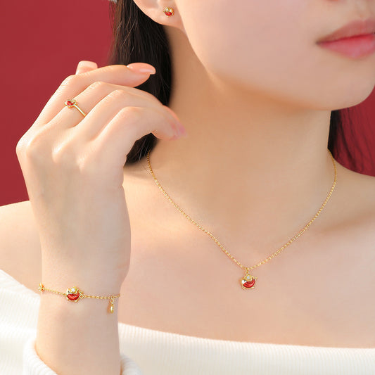 D廠【YC3291N】原創足銀S999錦上添花耳環輕奢國風錦鯉銅錢花朵手鍊鎖骨鏈
 26.01-1