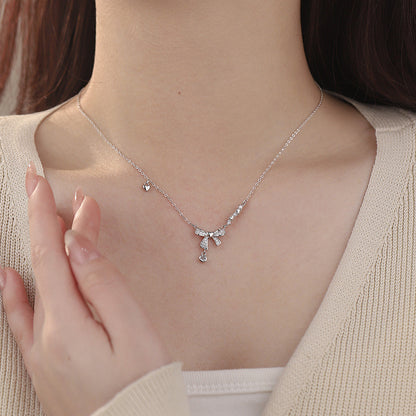 D廠【YC0124N】S925純銀蝴蝶結項鍊精緻少女心在逃公主清新甜美鎖骨鏈 25.02-3