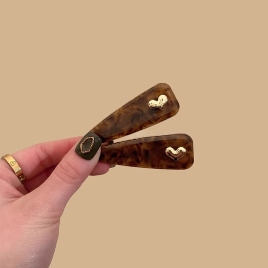 C廠【Y1078】韓國復古暈染咖豹紋鴨嘴夾子高級感愛心邊夾瀏海髮夾女前額碎髮卡
 26.01-2