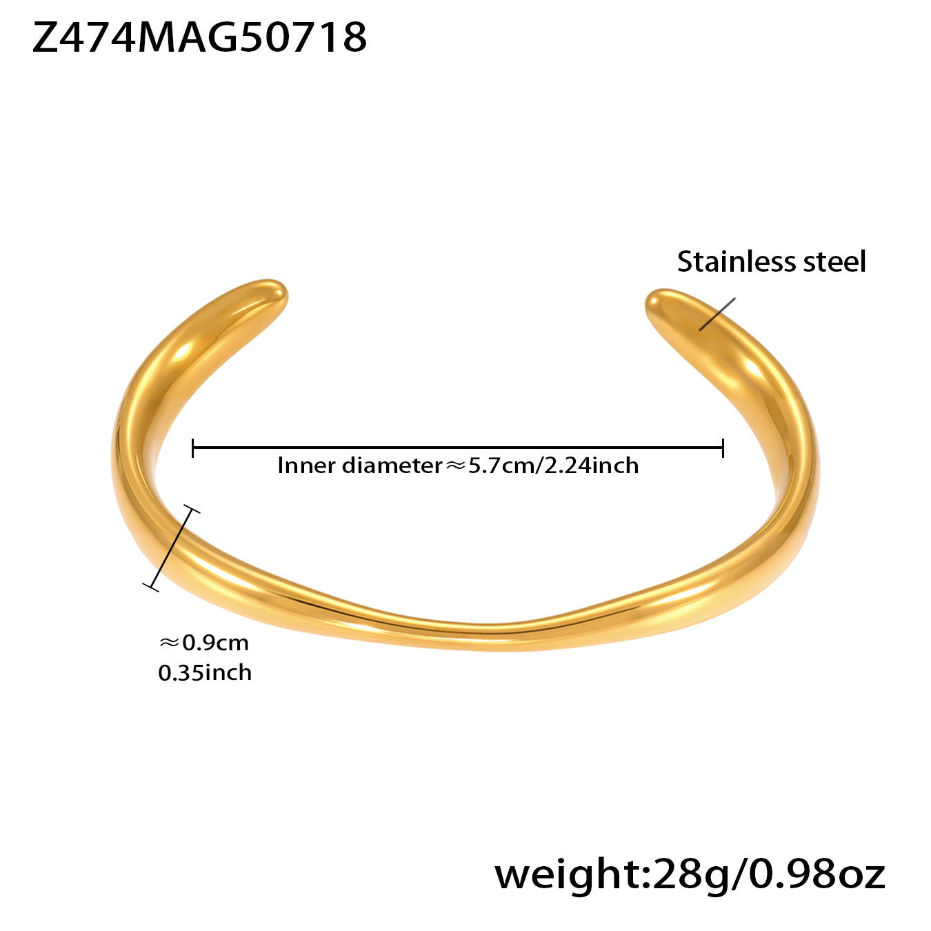 B廠【Z473】不鏽鋼幾何扭結卡扣手鐲鍍18k真金雙環百搭Z字造型個性手鐲 25.07-4