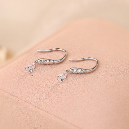 D廠【YC8618E】S925純銀水滴鋯石耳鉤靈動精緻高級感簡約小巧氣質耳飾 25.02-2
