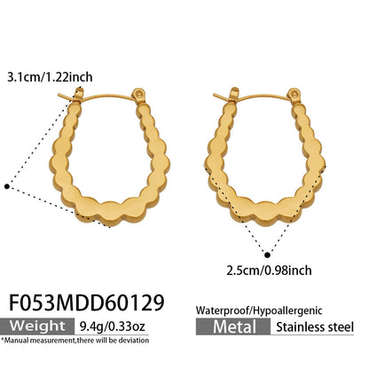 B廠【F053】歐美跨境熱銷款幾何U型凹凸耳環不鏽鋼鍍18k真金簡約時尚百搭耳飾
 26.02-1