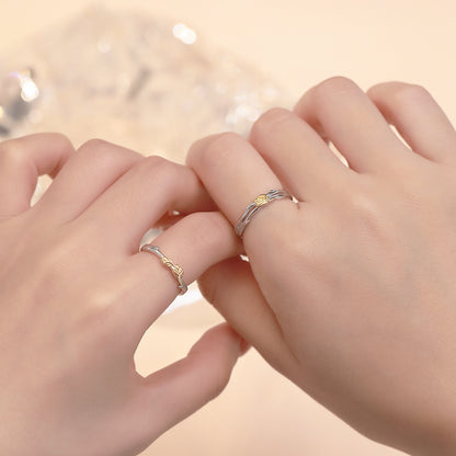 D廠【YC4157R】足銀S999梧桐情侶對戒秋冬季新款獨特溫柔精緻百搭送女友手飾
 26.01-1