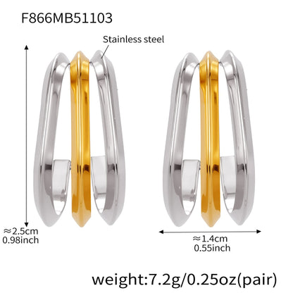 B廠【F753】ins風小眾設計三層愛心耳環不鏽鋼18k鍍金耳環不掉色耳飾
 25.11-1