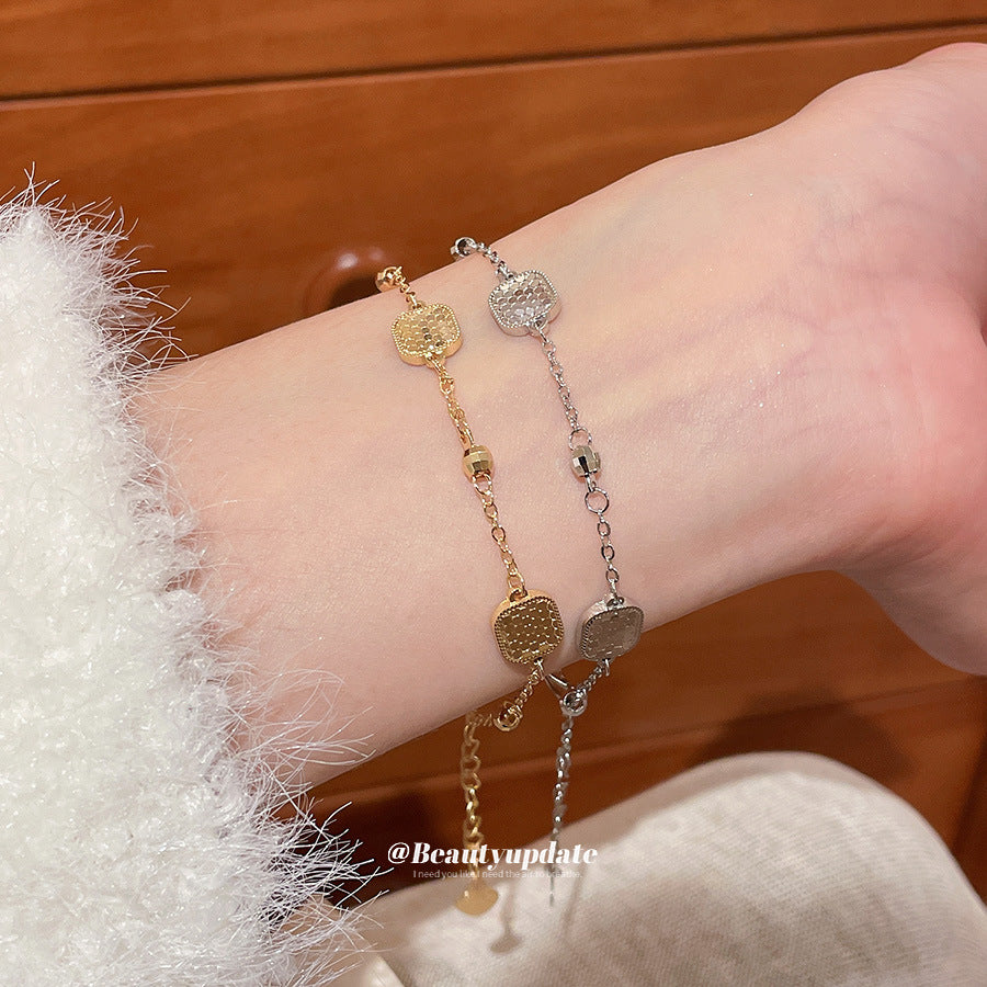 A廠【HB4809】歐美跨境亮面方形素銀手鍊時尚簡約百搭氣質手環小眾設計感手飾女
 25.10-5