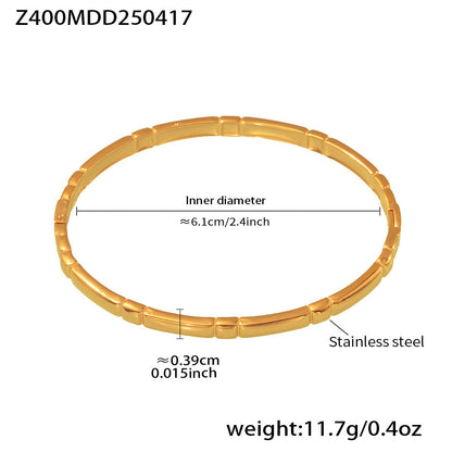 B廠【Z400】歐美飾品不鏽鋼幾何壓花卡扣手鐲ins小眾簡約設計百搭手環 25.04-4