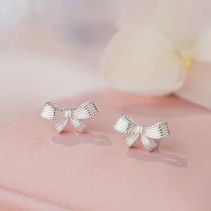 E廠【YC3233E】足銀S999清新蝴蝶結耳環女田園風輕奢可愛甜美女生百搭耳飾
 25.11-1