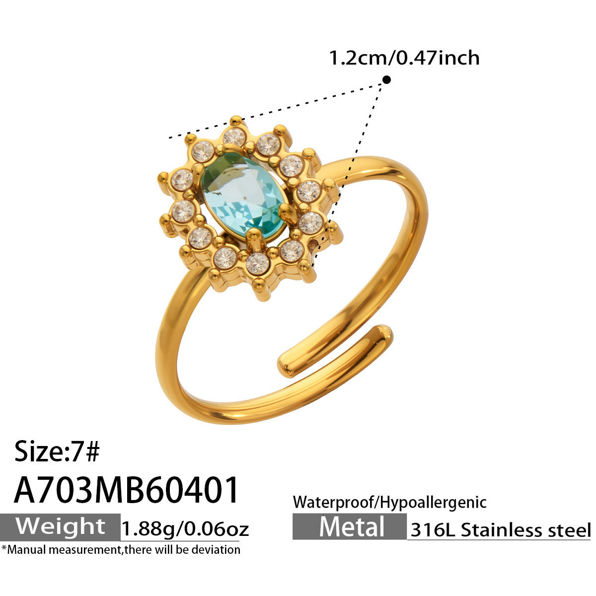 B廠【A703】跨境新款小眾設計小菊花開口戒指不鏽鋼鑲嵌鋯石花朵戒指組合
 26.04-3