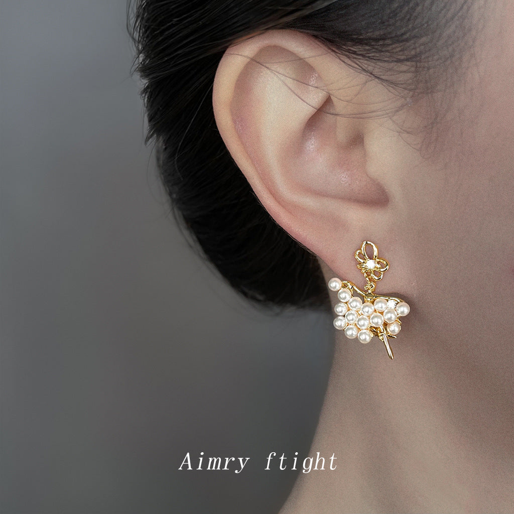 A廠【6848】芭蕾女孩~原創設計優雅氣質唯美小眾新款清新甜美小香風耳飾耳環
 25.10-3