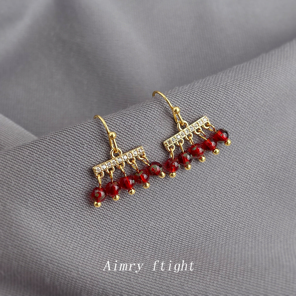 C廠【7081】文藝復古微鑲鋯石民族風流蘇氣質簡約高級感新款耳飾
 25.11-2