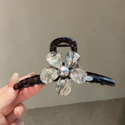 C廠【X421】高級感細閃花朵珍珠抓夾女後腦勺盤髮鯊魚夾氣質髮卡2026新款髮夾
 26.06-1「C廠-單筆結帳需滿，NT$500出貨(不含運費)」