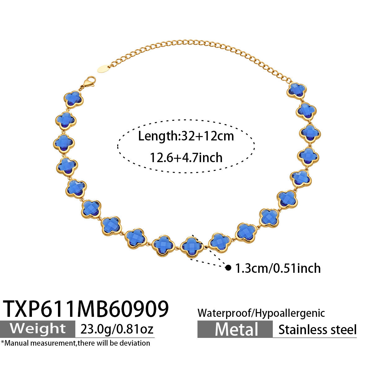 B廠【TXP611】謎麗港風顯貴四葉花不鏽鋼鍍金紅玻璃簡約小眾項鍊手鍊耳飾飾品女
 26.09-3
