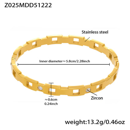 B廠【Z043】不鏽鋼鑲鋯石壓克力卡扣手環組合跨境首飾個性簡約飾品鍍18k真金
 26.01-1
