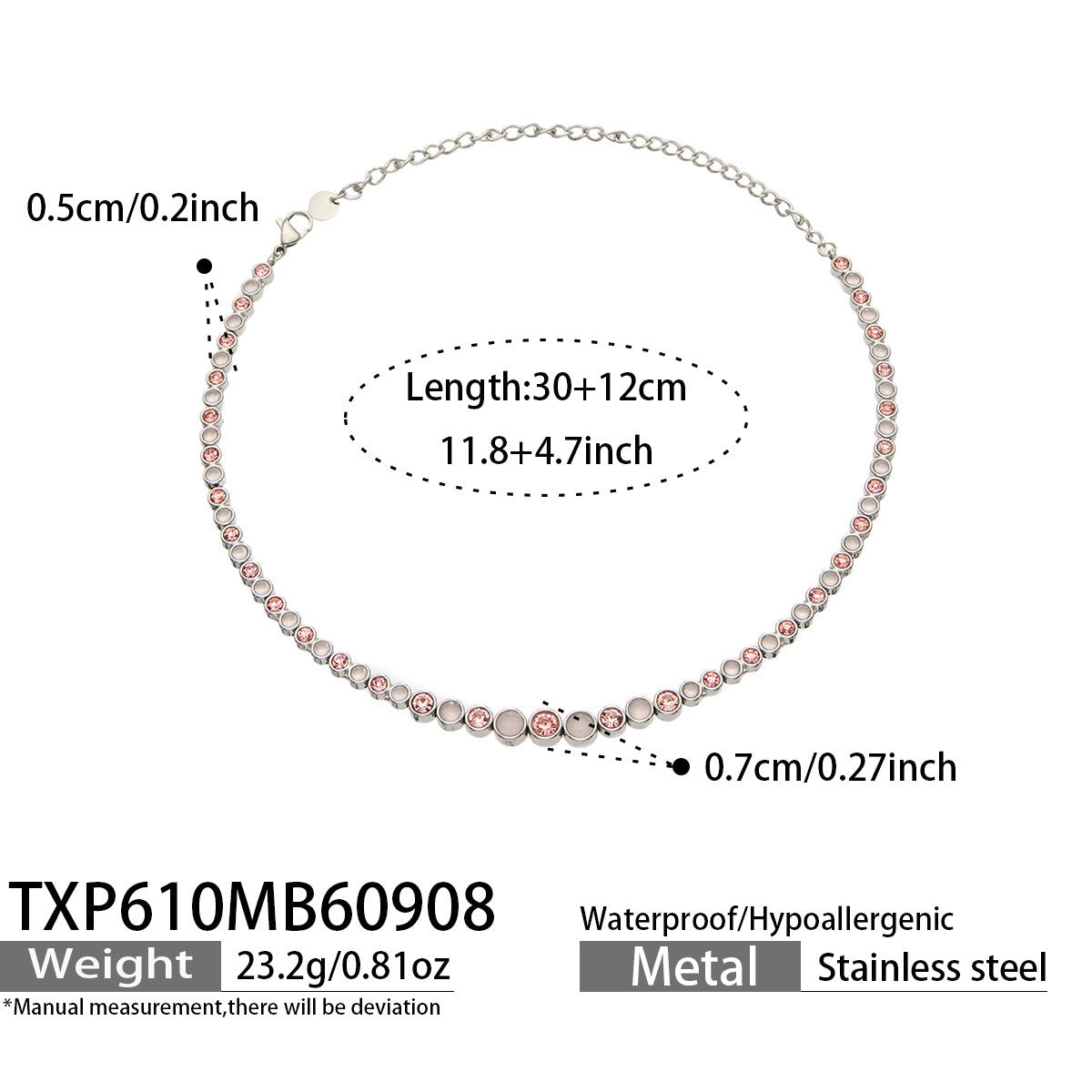 B廠【TXP610】跨境歐美不銹鋼鍍金圓形鋯石項鍊高級感簡約手鍊耳環可疊戴飾品女
 26.09-3