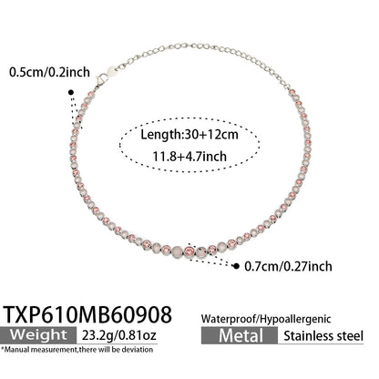 B廠【TXP610】跨境歐美不銹鋼鍍金圓形鋯石項鍊高級感簡約手鍊耳環可疊戴飾品女
 26.09-3