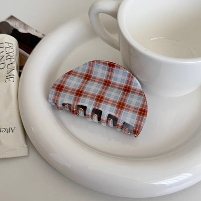 C廠【X128】簡約格紋抓夾女高級感2026新款韓系ins氣質髮夾後腦勺鯊魚夾頭飾
 26.04-3