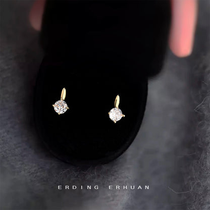 A廠【5854】S925銀針迷你鋯石耳環女簡約百搭小巧學生飾品氣質爆款通勤潮耳飾 25.04-2