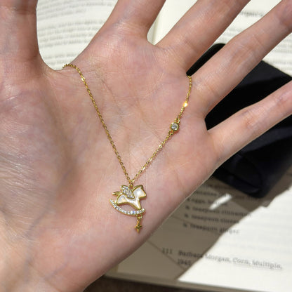 E廠【XDQ0230N】925純銀天使木馬項鍊女小眾設計百搭2026年本命年鎖骨鏈
 25.12-2