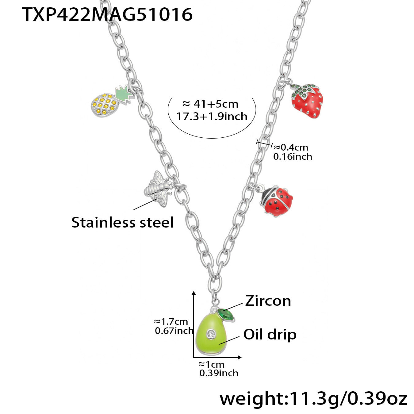 B廠【TXP422】跨境設計5A鋯石彩色滴油夏日水果多配件吊墜項鍊手鍊套裝女
 25.10-4