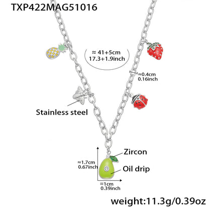 B廠【TXP422】跨境設計5A鋯石彩色滴油夏日水果多配件吊墜項鍊手鍊套裝女
 25.10-4