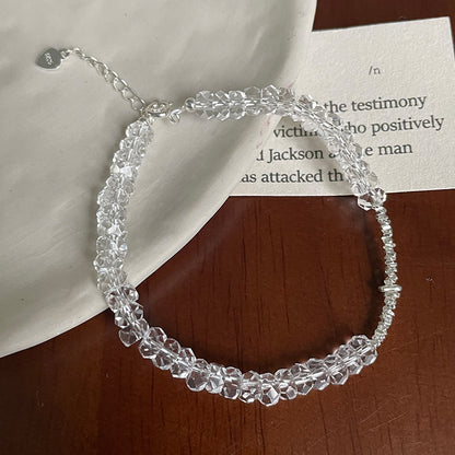 E廠【SB4211】S925純銀韓版小眾白水晶時尚手鍊碎銀子韓國設計感手飾女百搭 25.06-3