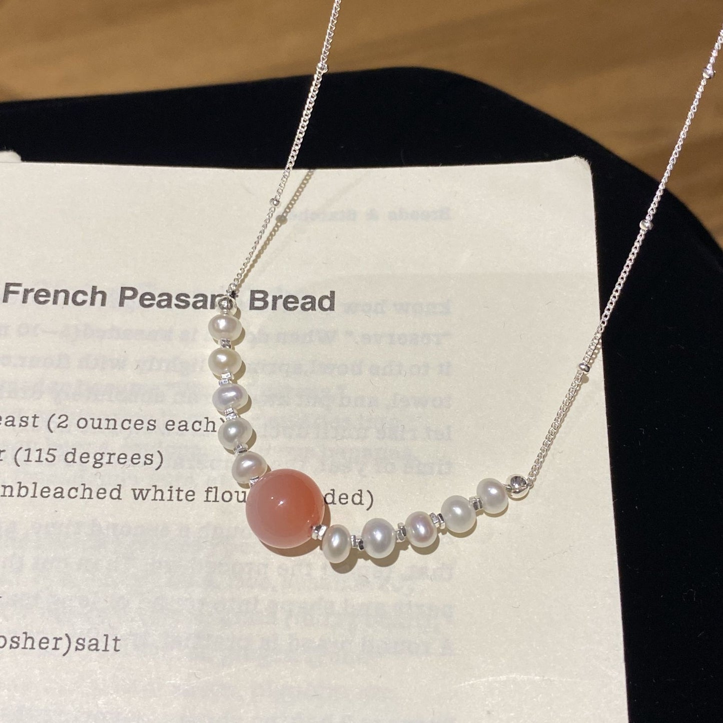 E廠【XDQ0205N】S925純銀高級感鹽源瑪瑙項鍊女小眾輕奢淡水珍珠百搭鎖骨鏈潮
 25.11-4