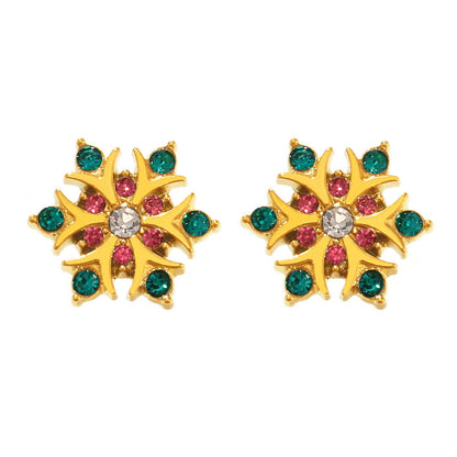 B廠【TXF217】手工鑲嵌鋯石雪花耳環不鏽鋼鍍18K真金小眾時尚通勤耳飾女 25.01-2