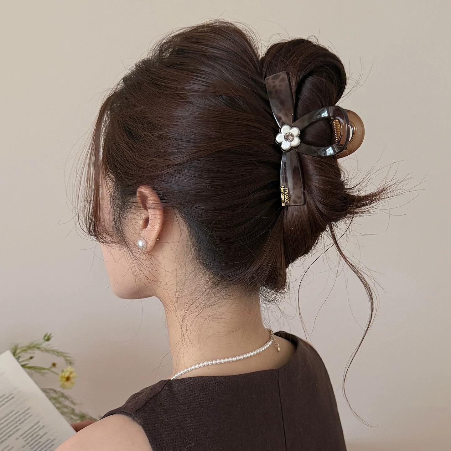 C廠【X112】高品質豹紋花朵抓夾簡約小眾百搭高級感女後腦勺盤髮鯊魚夾子髮夾
 26.04-3