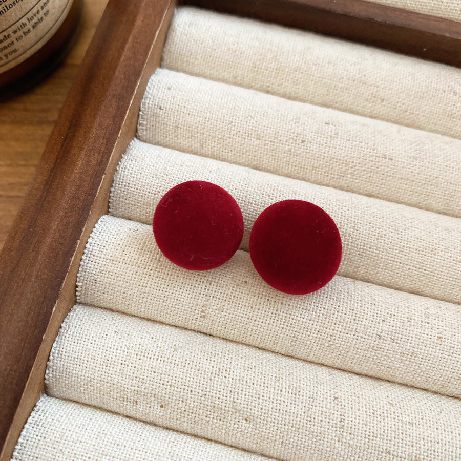 A廠【HE29226】925銀針布藝植絨圓形耳環簡約小眾氣質耳環輕奢高級感百搭耳環
 25.11-1