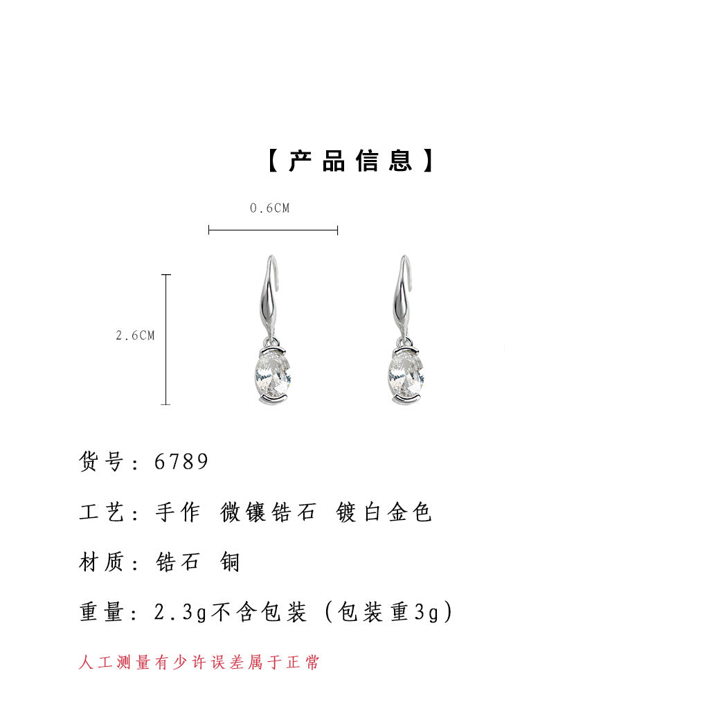 C廠【6789】高級感冷淡風橢圓幾何極簡鋯石耳環氣質個性新款時尚耳環
 25.09-3