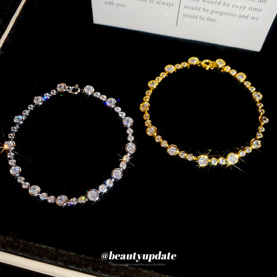 A廠【HB4869】韓系ins鋯石圓形手鍊輕奢高級感手環簡約小眾設計感氣質手飾
 25.11-1