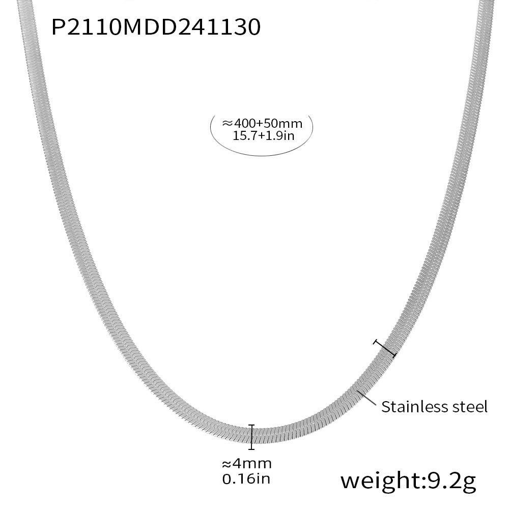 B廠【P2109】不鏽鋼水波紋刀片鏈條愛心雙層鎖骨項鍊飾品鍍18K金PVD保色 24.12-1