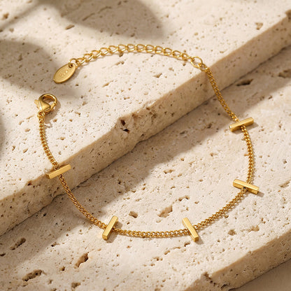 B廠【E112】ins法式簡約小眾設計感小長條竹節手鍊跨境時尚百搭不鏽鋼手飾
 26.02-1