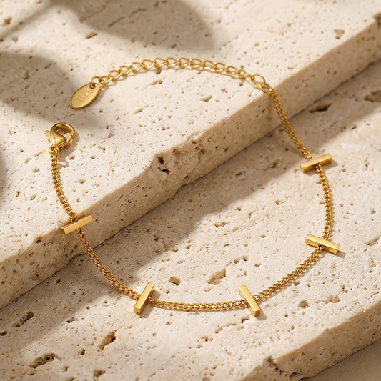 B廠【E112】ins法式簡約小眾設計感小長條竹節手鍊跨境時尚百搭不鏽鋼手飾
 26.02-1