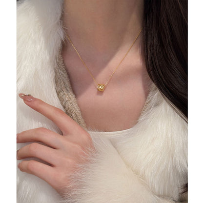 E廠【XDQ0121N】925純銀四葉草路通項鍊女輕奢高級感小蠻腰玉髓鎖骨鏈首飾
 26.03-1