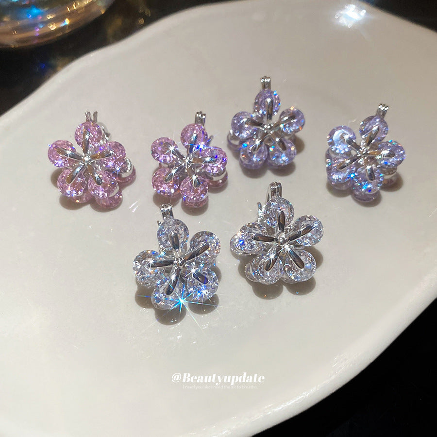 A廠【WE5046】韓系ins鋯石花朵雙面耳扣溫柔甜美小眾氣質耳環輕奢高級感耳飾女
 25.11-1