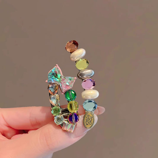 C廠【X28】精緻珍珠彩鋯髮夾韓系品質側邊夾蝴蝶結碎髮瀏海夾新款閃亮鴨嘴夾
 26.03-3