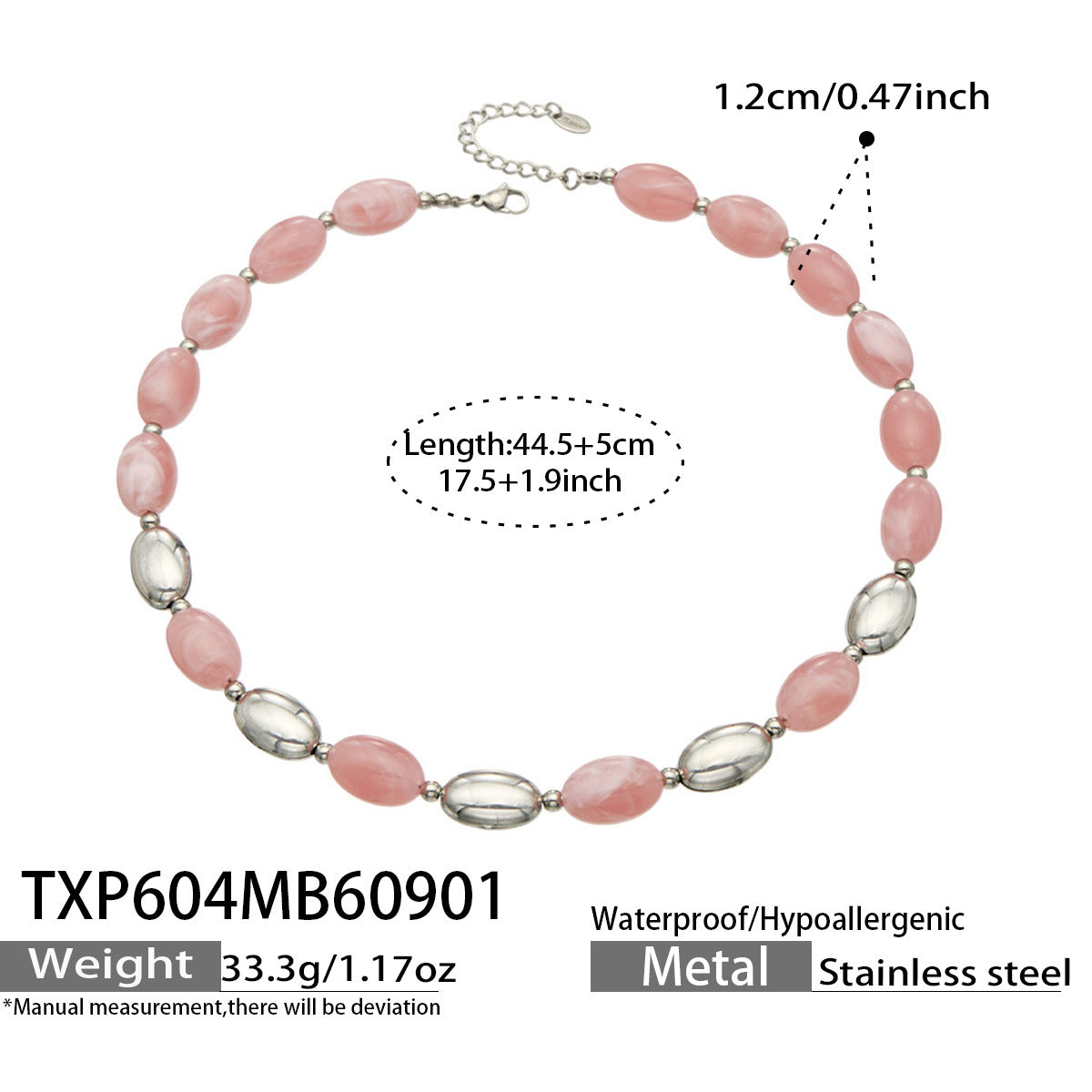 B廠【TXP604】歐美跨境多巴胺串珠不銹鋼鍍金項鍊時尚百搭甜美鎖骨鏈手鍊女套裝
 26.09-1