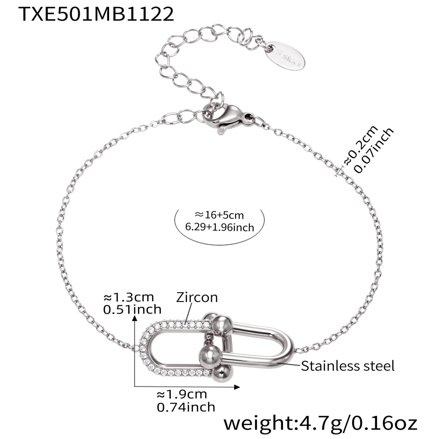 B廠【TXP501】不銹鋼馬蹄扣帶鑽飾品耳環戒指手鍊項鍊首飾套裝鍍18k真金不掉色
 25.11-4
