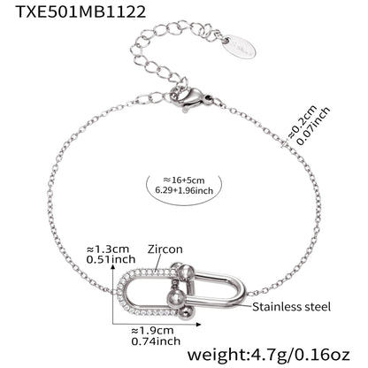 B廠【TXP501】不銹鋼馬蹄扣帶鑽飾品耳環戒指手鍊項鍊首飾套裝鍍18k真金不掉色
 25.11-4