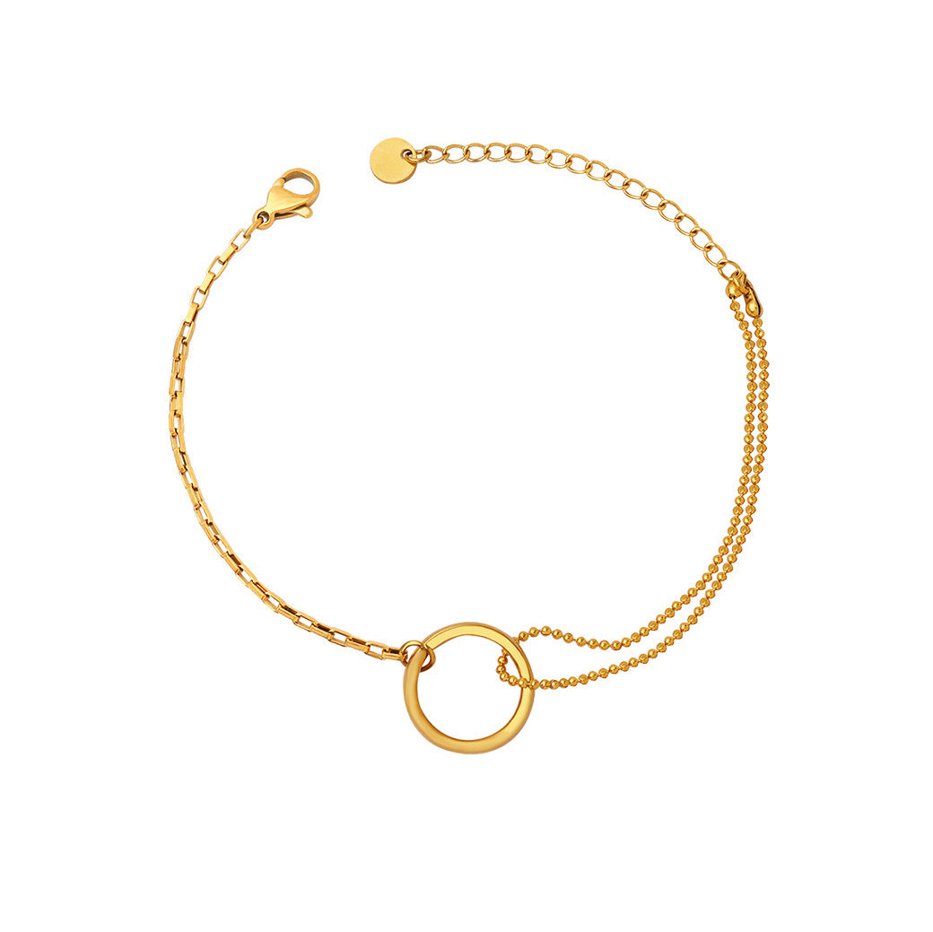 B廠【E067】ins法式冷淡風幾何圓環拼接手鍊跨國簡約高級感飾品不鏽鋼鍍18k金
 26.02-1