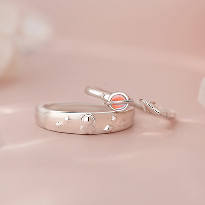 D廠【YC4064R】S999足銀可愛太空人情侶對戒卡通小眾清新簡約個性戒指 25.07-2