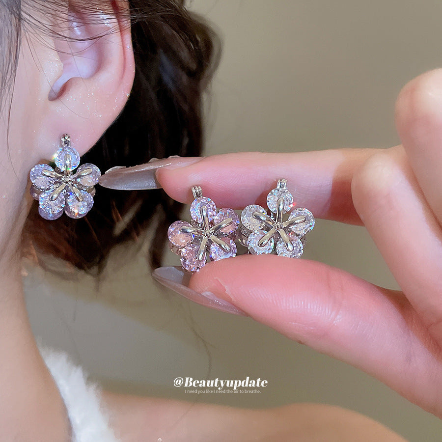 A廠【WE5046】韓系ins鋯石花朵雙面耳扣溫柔甜美小眾氣質耳環輕奢高級感耳飾女
 25.11-1