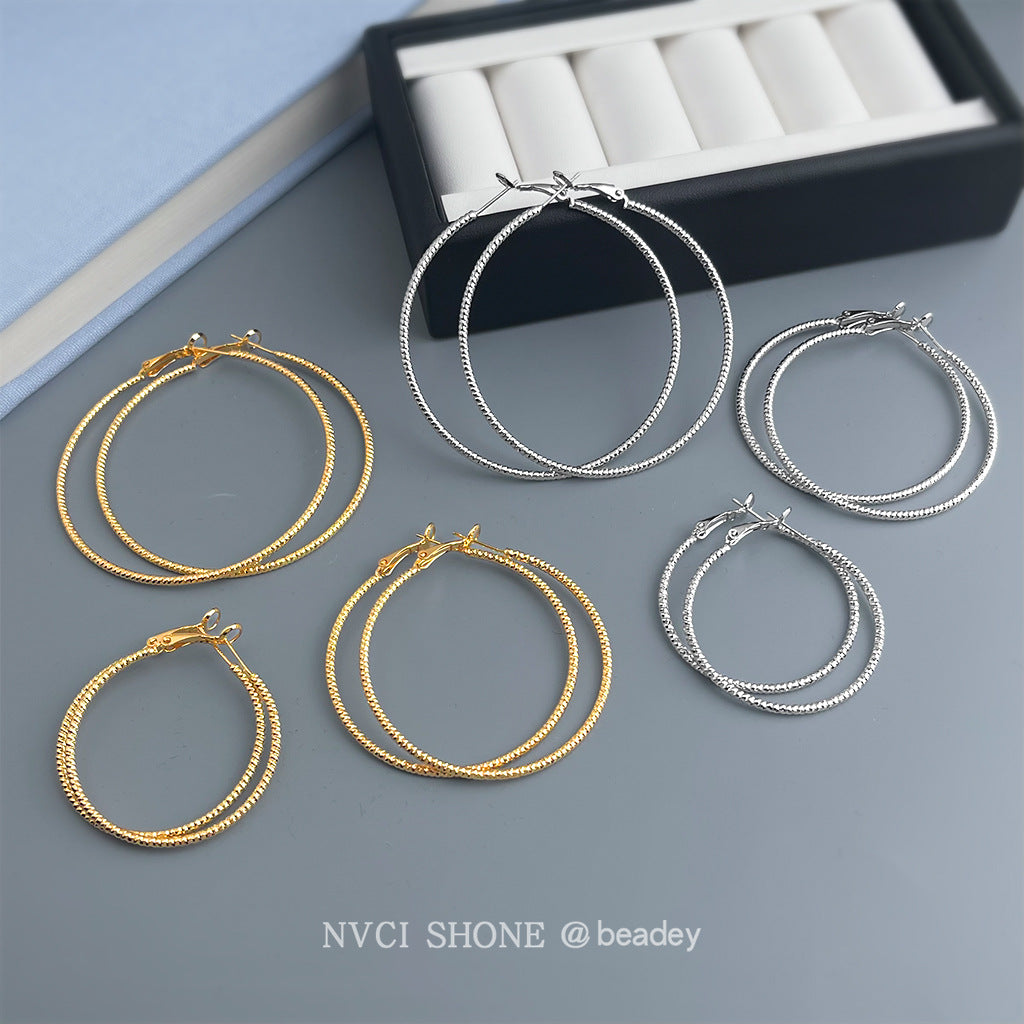 A廠【7165】時尚個性冷淡風大耳圈圓圈銀針高級感通勤百搭耳環
 25.11-4