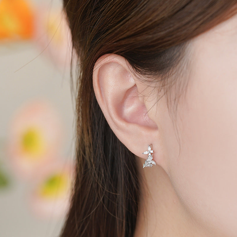 E廠【YC7071E】S999足銀韓版韓風蝴蝶耳扣女優雅文藝氣質甜美溫柔可愛耳飾
 25.10-5