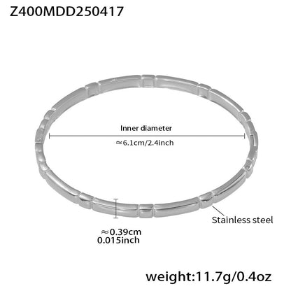 B廠【Z400】歐美飾品不鏽鋼幾何壓花卡扣手鐲ins小眾簡約設計百搭手環 25.04-4